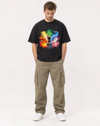 Mockup Boxy Heavyweight Tee Black male full-body 08