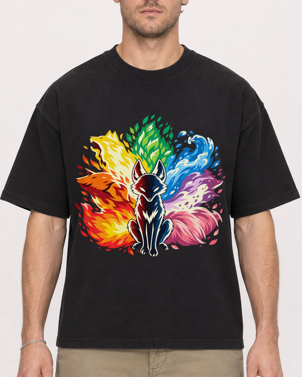 Mockup Boxy Heavyweight Tee Black male close-up 08