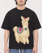 Mockup Boxy Heavyweight Tee Black male close-up 03