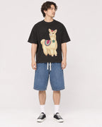 Mockup Boxy Heavyweight Tee Black male full-body 03