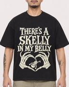Mockup Boxy Heavyweight Tee Black male close-up 12