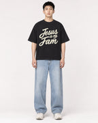 Mockup Boxy Heavyweight Tee Black male full-body 21