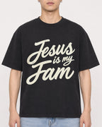 Mockup Boxy Heavyweight Tee Black male close-up 21