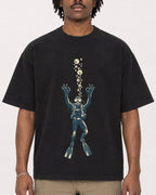 Mockup Boxy Heavyweight Tee Black male close-up 04
