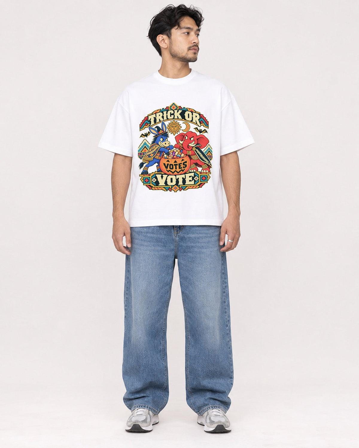 Mockup Boxy Heavyweight Tee White male full-body 02