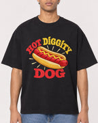 Mockup Boxy Heavyweight Tee Black male close-up 10