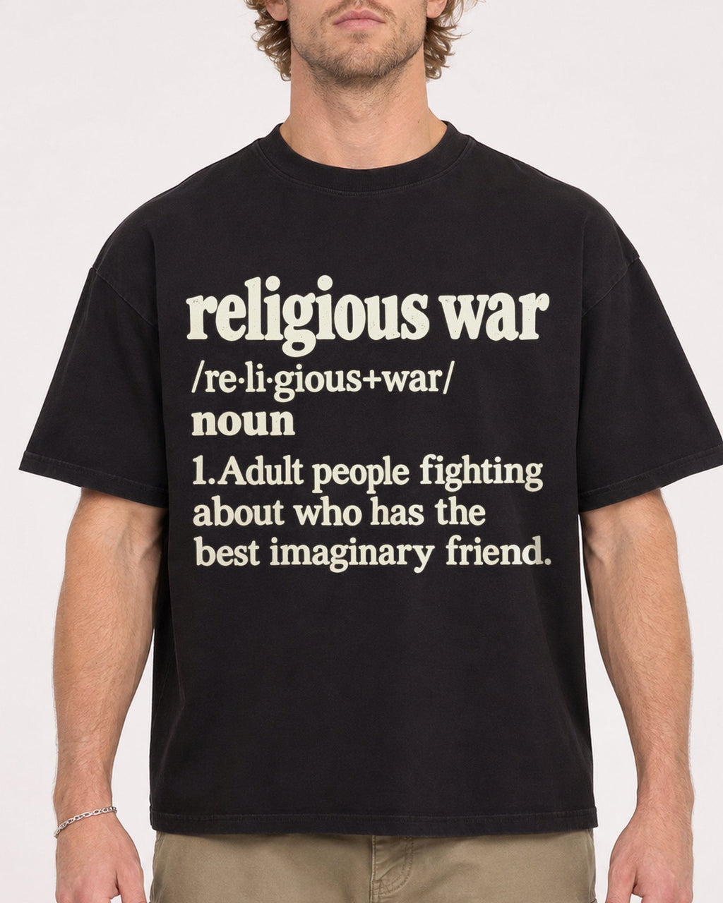 Mockup Boxy Heavyweight Tee Black male close-up 28