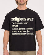Mockup Boxy Heavyweight Tee Black male close-up 28