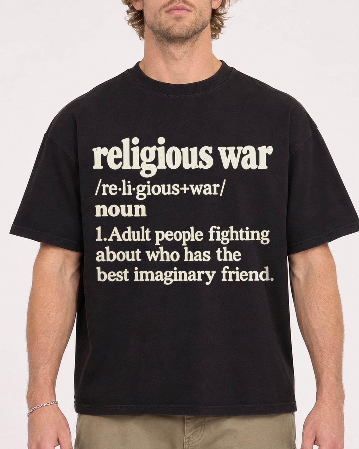 Mockup Boxy Heavyweight Tee Black male close-up 28
