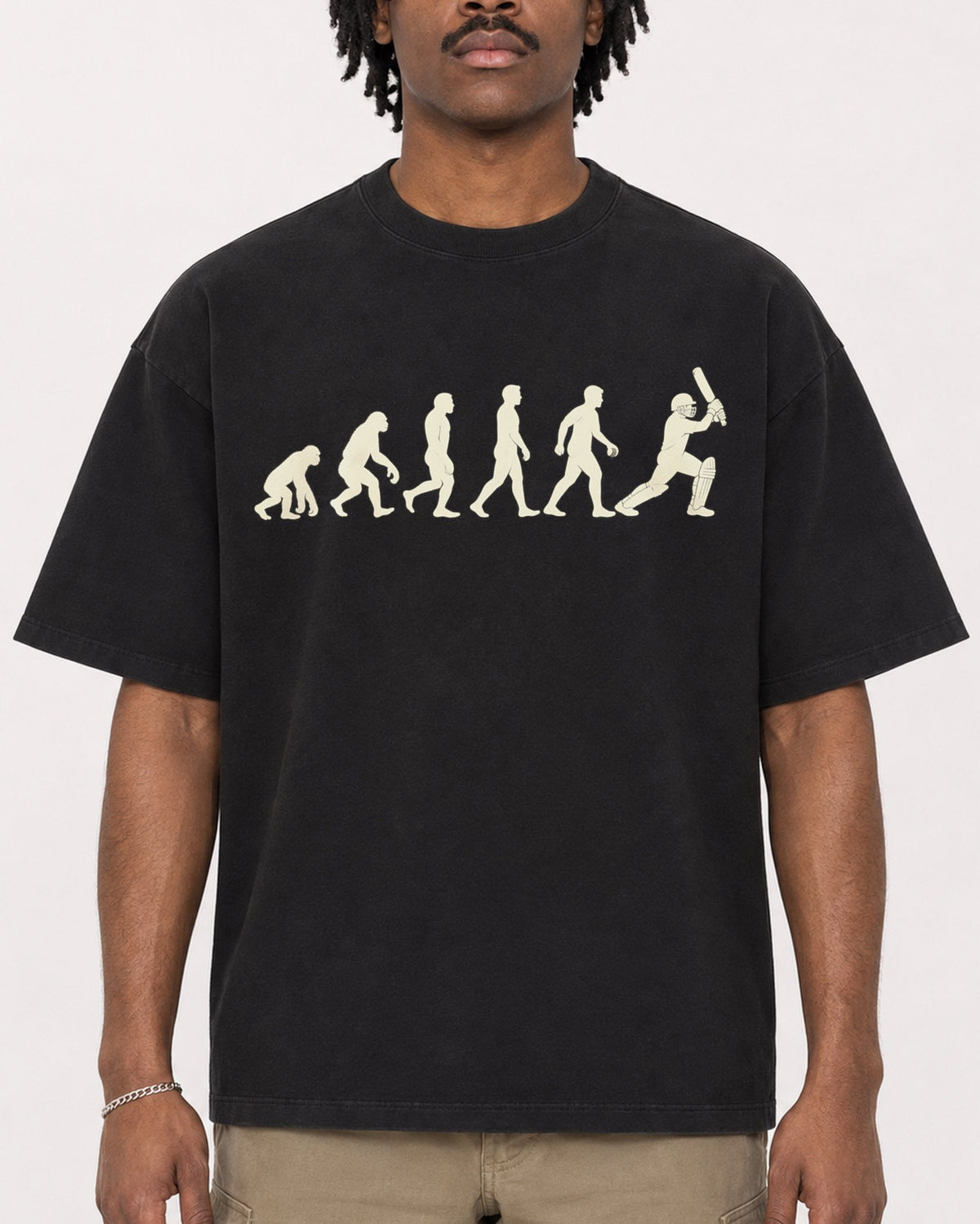 Mockup Boxy Heavyweight Tee Black male close-up 04