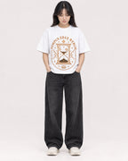 Mockup Boxy Heavyweight Tee White female full-body 13