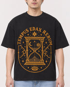 Mockup Boxy Heavyweight Tee Black male close-up 13