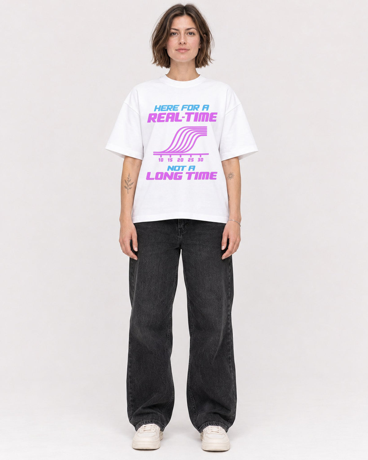 Mockup Boxy Heavyweight Tee White female full-body 18