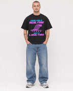 Mockup Boxy Heavyweight Tee Black male full-body 18