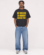 Mockup Boxy Heavyweight Tee Black male full-body 34
