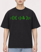 Mockup Boxy Heavyweight Tee Black male close-up 01