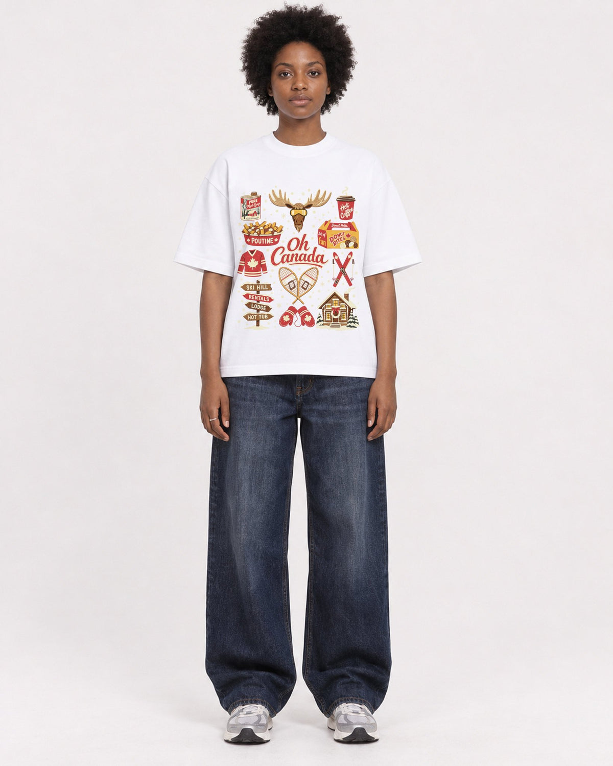 Mockup Boxy Heavyweight Tee White female full-body 14