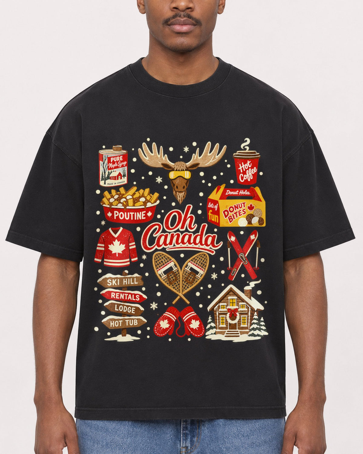 Mockup Boxy Heavyweight Tee Black male close-up 14