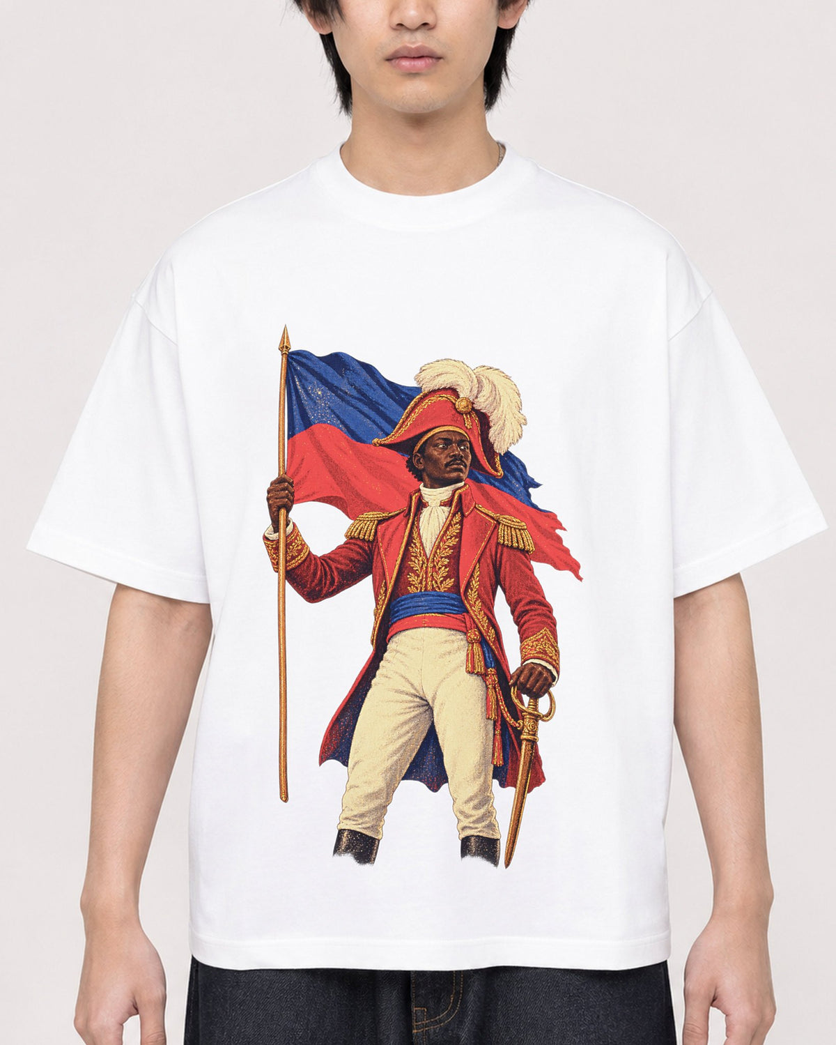 Mockup Boxy Heavyweight Tee White male close-up 11