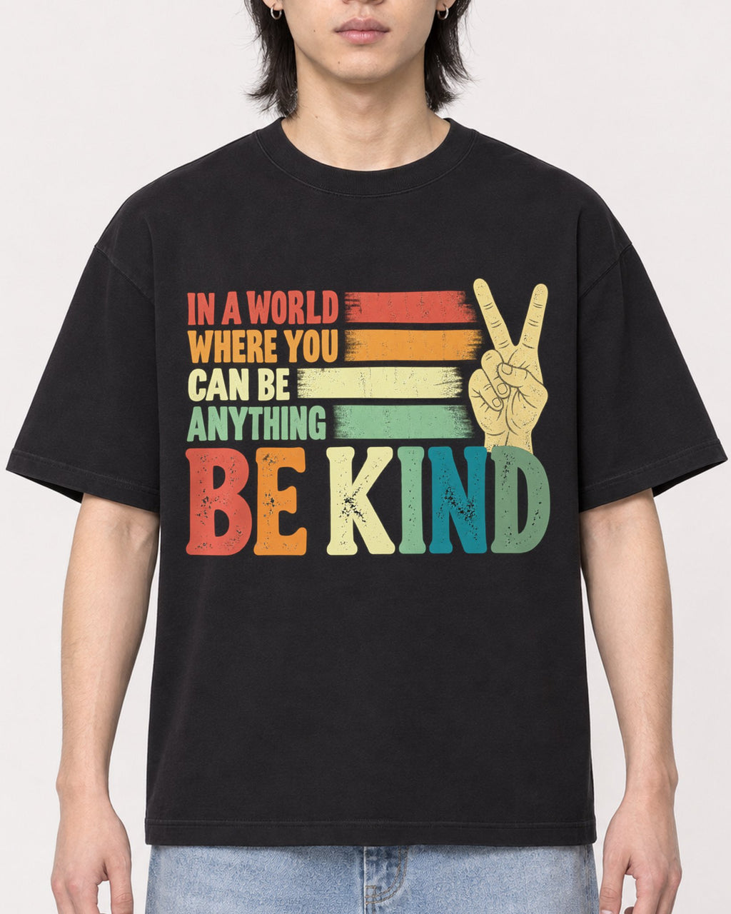 Mockup Boxy Heavyweight Tee Black male close-up 41