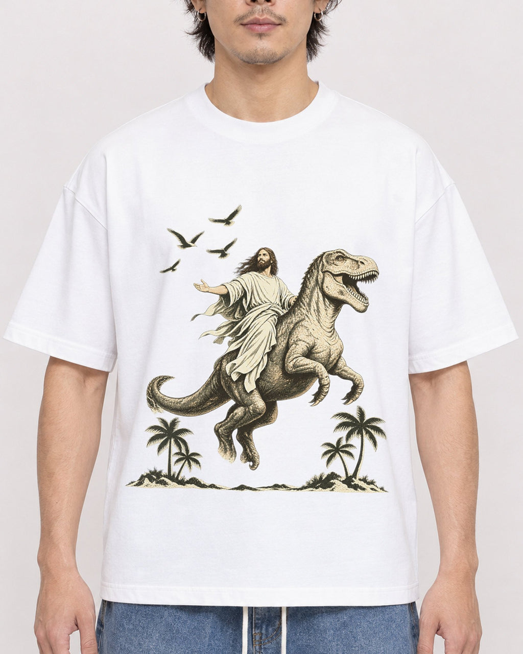 Mockup Boxy Heavyweight Tee White male close-up 03