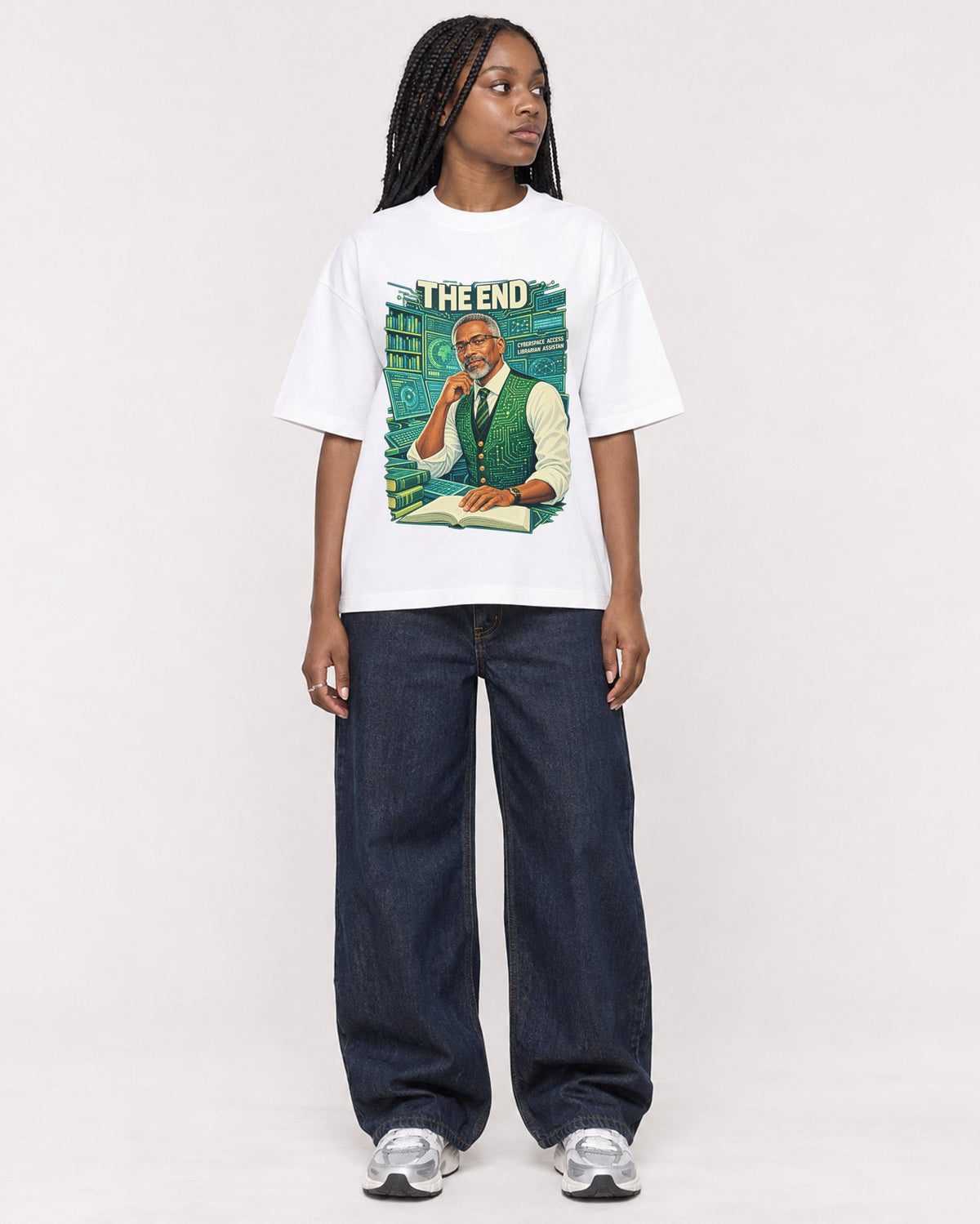 Mockup Boxy Heavyweight Tee White female full-body 04