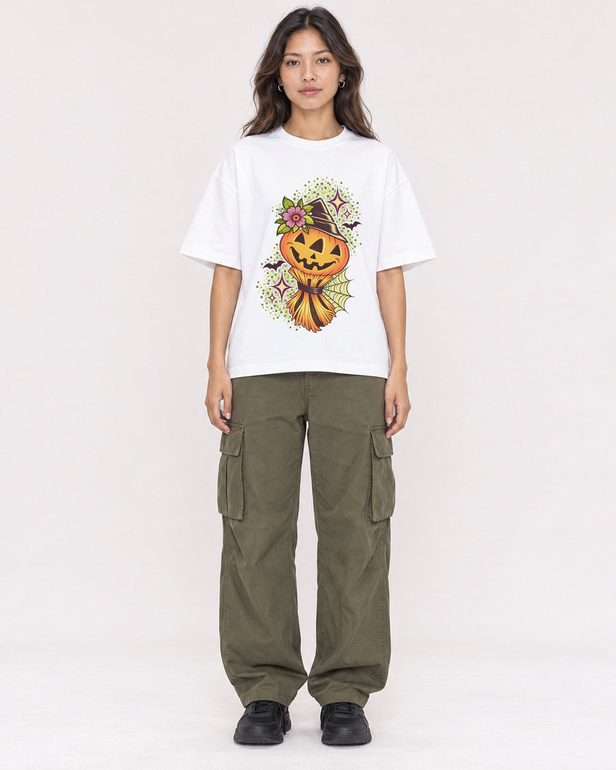 Mockup Boxy Heavyweight Tee White female full-body 02
