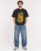 Mockup Boxy Heavyweight Tee Black male full-body 02