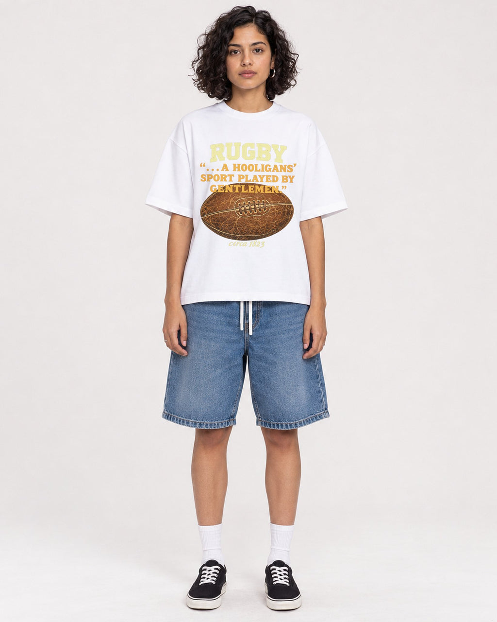 Mockup Boxy Heavyweight Tee White female full-body 26