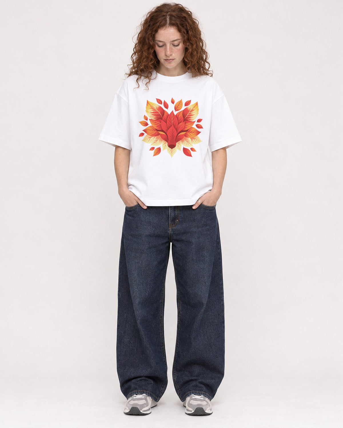 Mockup Boxy Heavyweight Tee White female full-body 09
