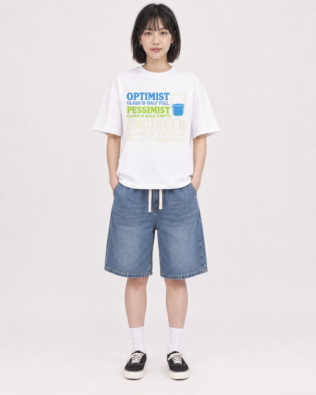 Mockup Boxy Heavyweight Tee White female full-body 11