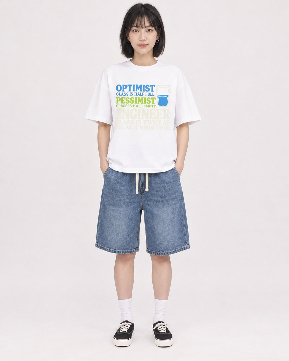 Mockup Boxy Heavyweight Tee White female full-body 11