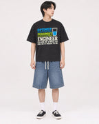 Mockup Boxy Heavyweight Tee Black male full-body 11