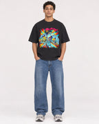 Mockup Boxy Heavyweight Tee Black male full-body 10