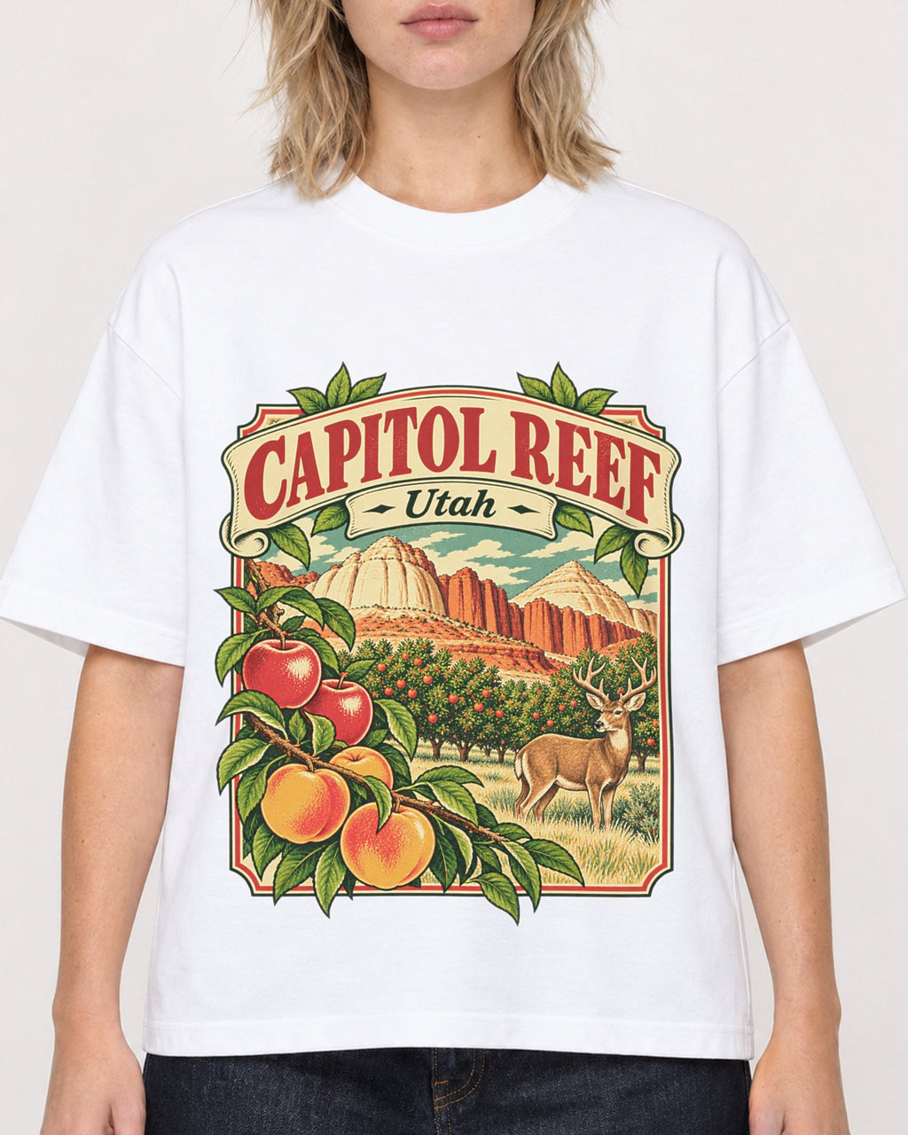 Mockup Boxy Heavyweight Tee White female close-up 19