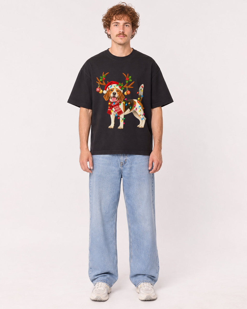 Mockup Boxy Heavyweight Tee Black male full-body 09