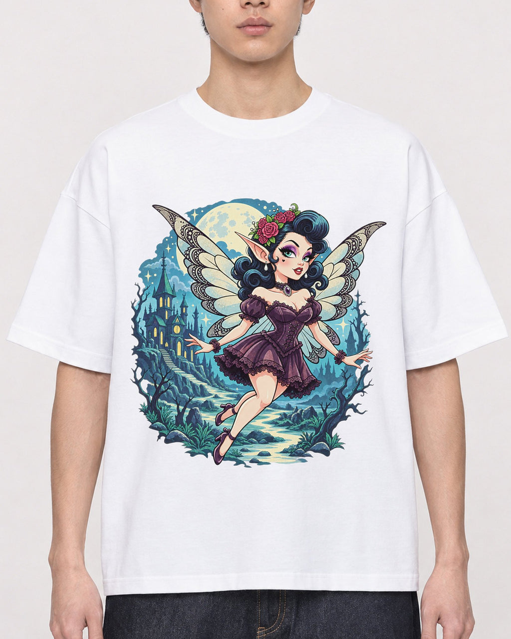 Mockup Boxy Heavyweight Tee White male close-up 01