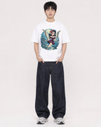 Mockup Boxy Heavyweight Tee White male full-body 01