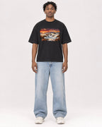 Mockup Boxy Heavyweight Tee Black male full-body 05