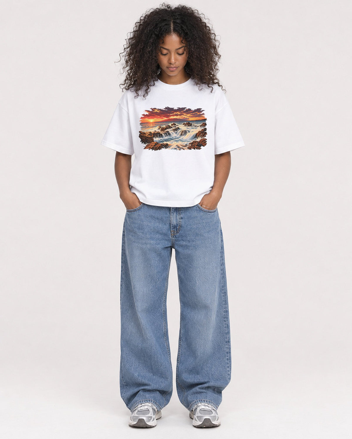 Mockup Boxy Heavyweight Tee White female full-body 05