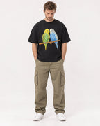 Mockup Boxy Heavyweight Tee Black male full-body 08