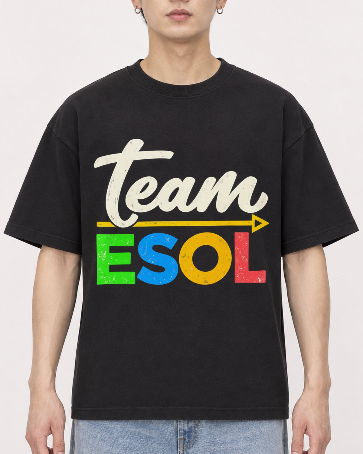 Mockup Boxy Heavyweight Tee Black male close-up 01