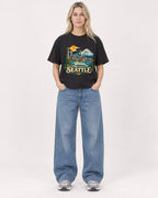 Mockup Boxy Heavyweight Tee Black female full-body 08