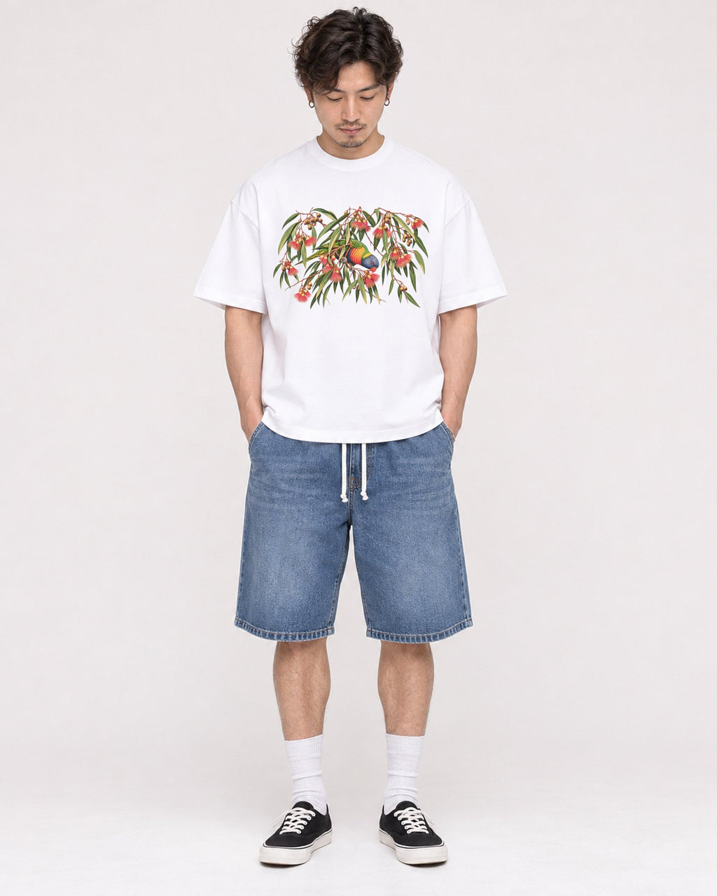 Mockup Boxy Heavyweight Tee White male full-body 03