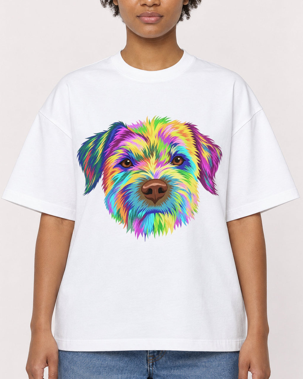 Mockup Boxy Heavyweight Tee White female close-up 35