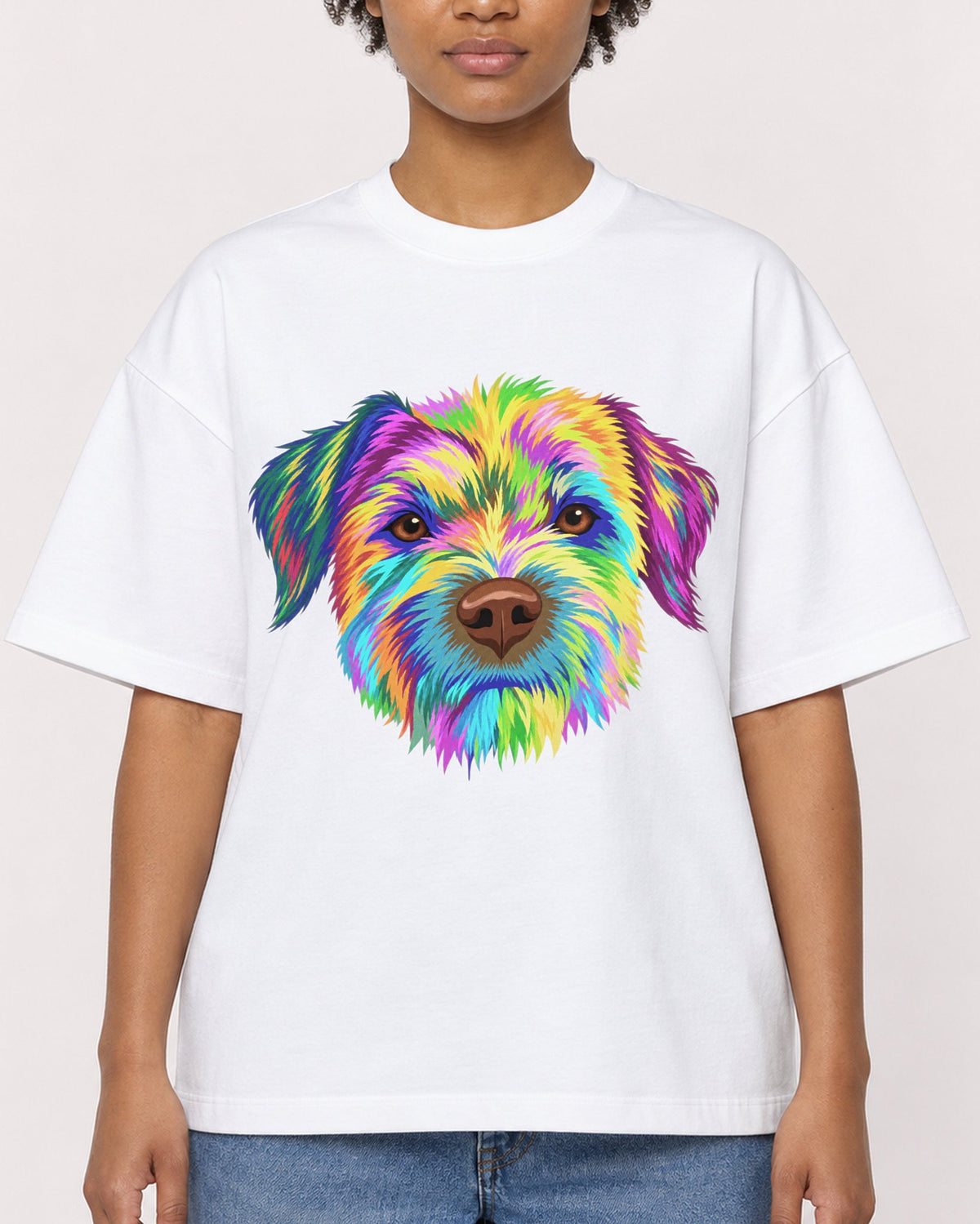 Mockup Boxy Heavyweight Tee White female close-up 35