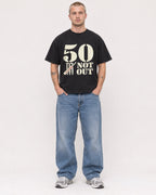 Mockup Boxy Heavyweight Tee Black male full-body 18