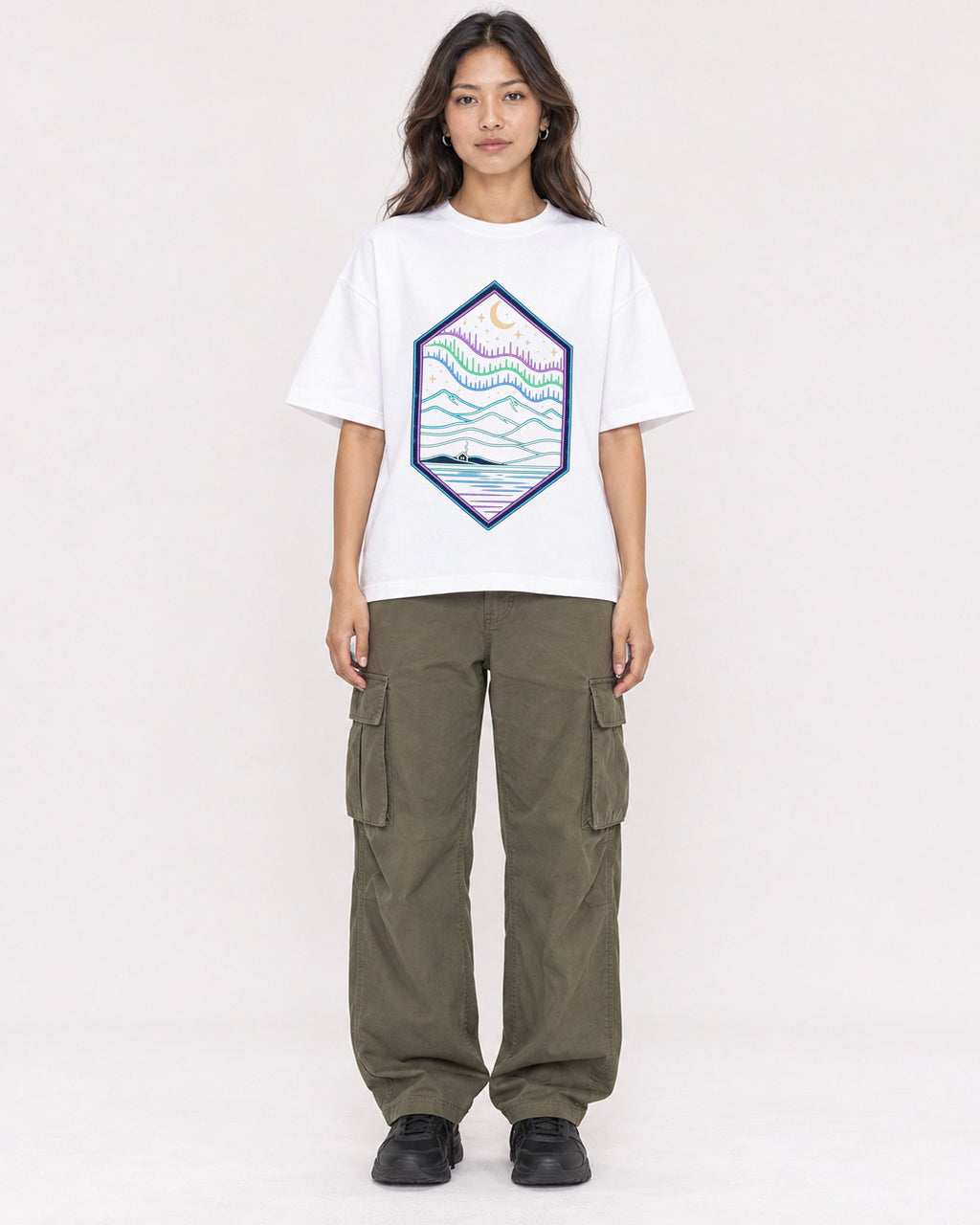 Mockup Boxy Heavyweight Tee White female full-body 02