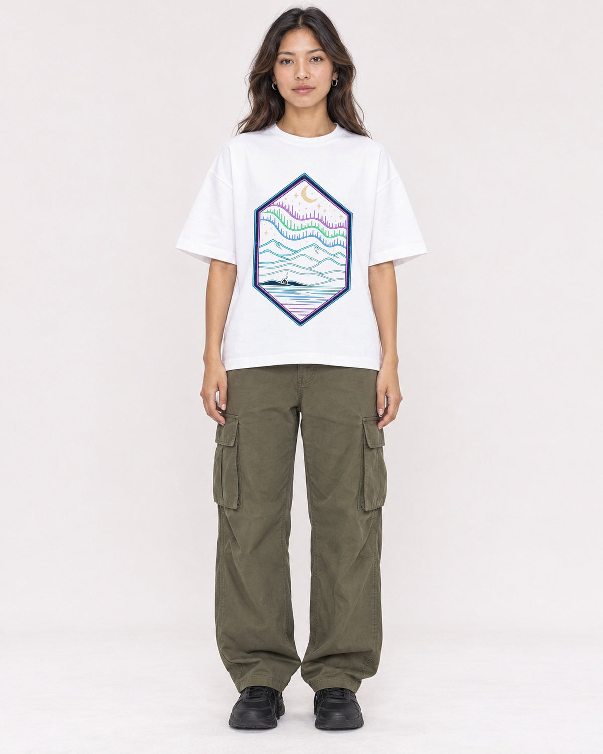 Mockup Boxy Heavyweight Tee White female full-body 02