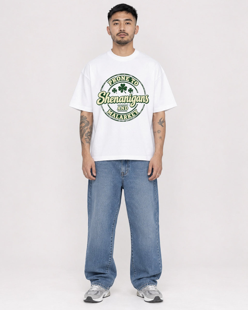 Mockup Boxy Heavyweight Tee White male full-body 12
